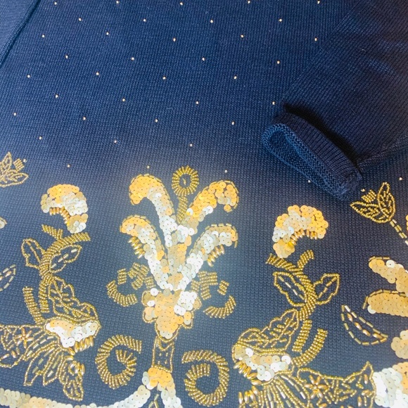 Vintage Sweater w/ Gold Sequins & Studs - Picture 4 of 7